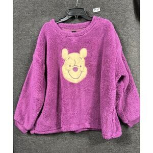 Disney Winnie The Pooh Faux Fur Pajama Top Womens Size 3X Purple Pullover Soft